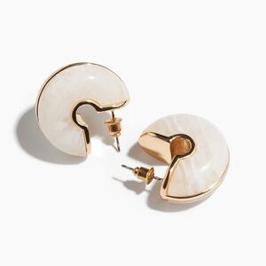 Elegant Gold and Cream Hoop Earrings